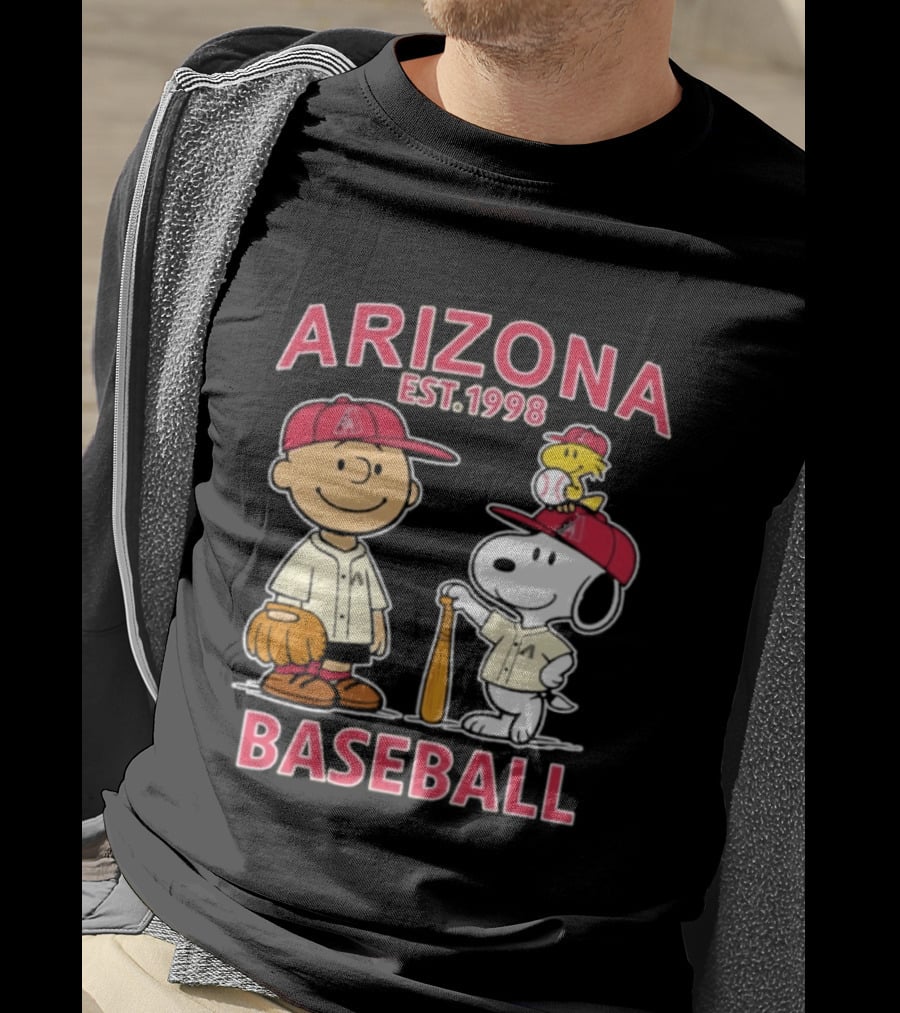 Arizona Est. 1998 Snoopy Woodstock Baseball Team Brown T-Shirt