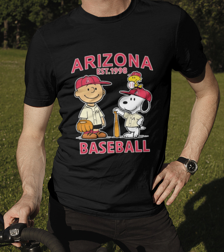 Arizona Est. 1998 Snoopy Woodstock Baseball Team Brown T-Shirt