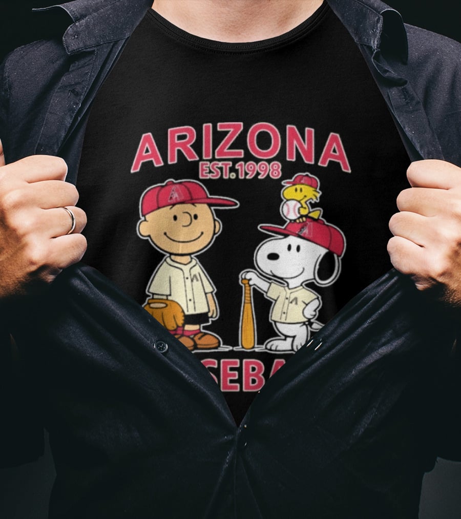 Arizona Est. 1998 Snoopy Woodstock Baseball Team Brown T-Shirt