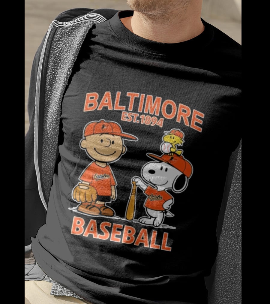 Baltimore Est. 1894 Baseball Snoopy Woodstock Charlie Brown T-Shirt