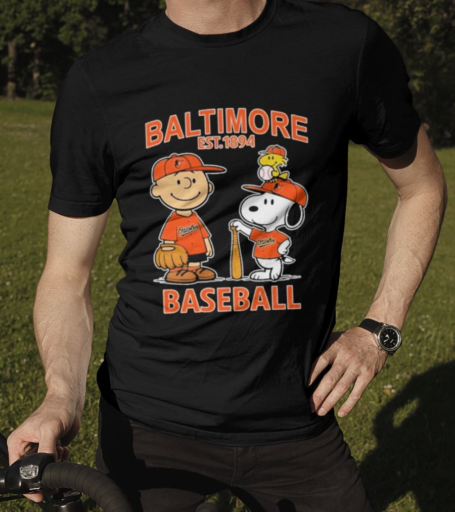 Baltimore Est. 1894 Baseball Snoopy Woodstock Charlie Brown T-Shirt