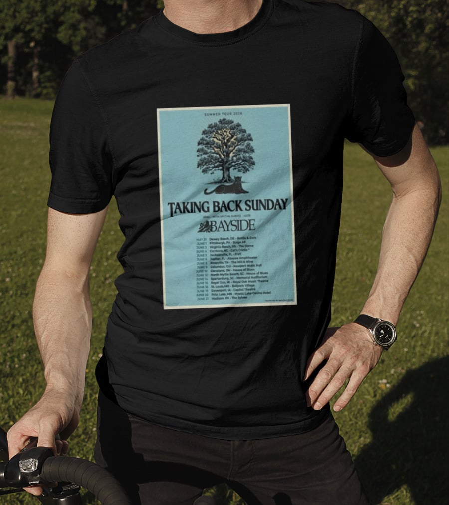 Summer Tour 2026 Taking Back Sunday With Bayside Concert Dates And Locations T-Shirt