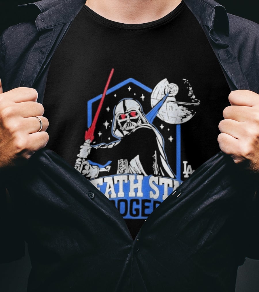 Death Star Dodgers LA Dark Side Star Wars Vader Mashup T-Shirt