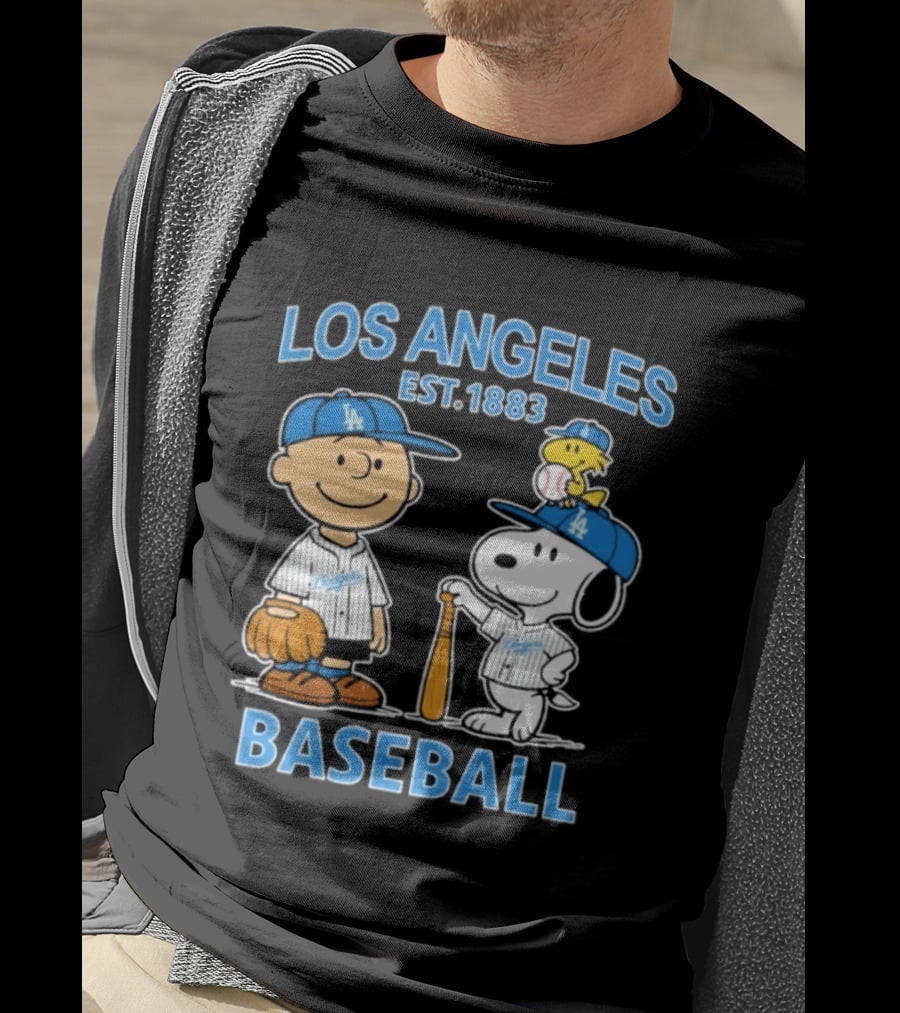 Los Angeles Baseball Est. 1883 Snoopy Woodstock Peanuts Brown T-Shirt