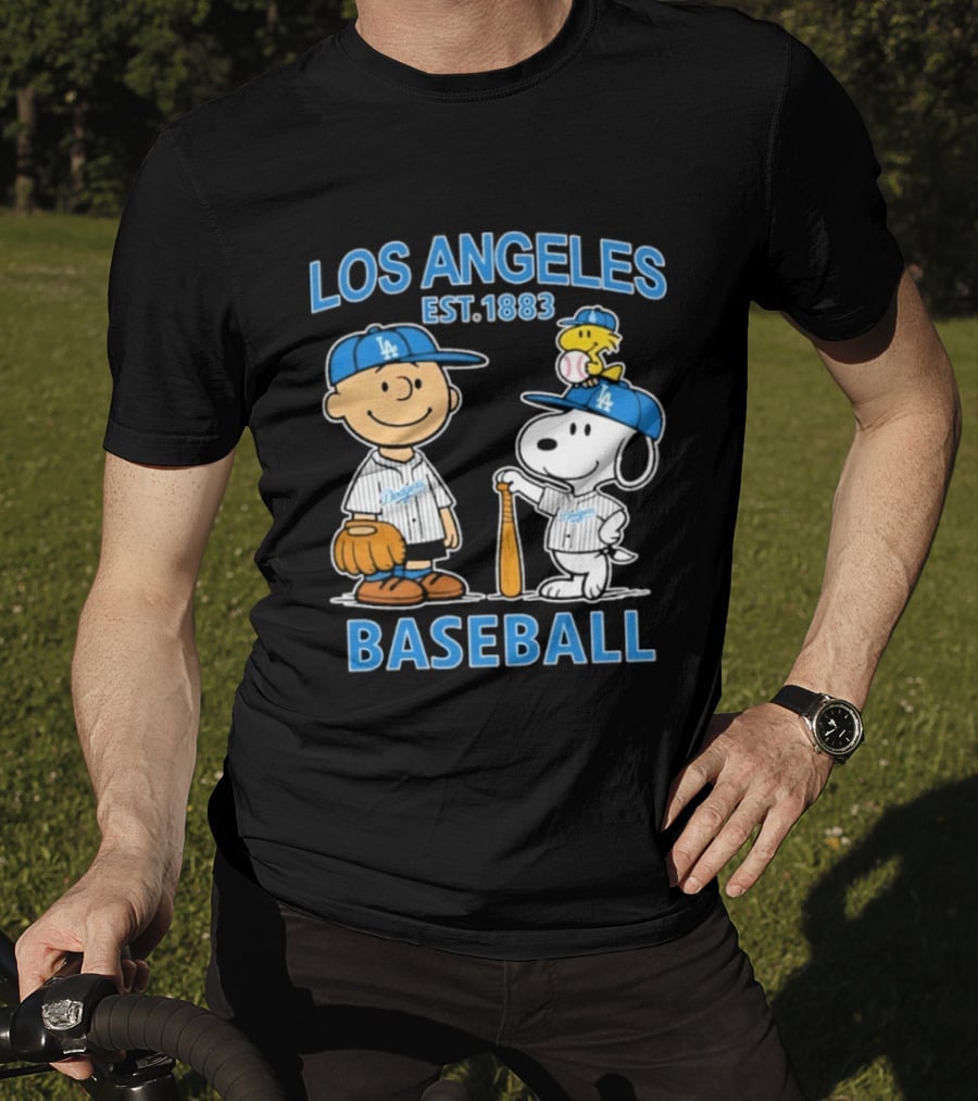 Los Angeles Baseball Est. 1883 Snoopy Woodstock Peanuts Brown T-Shirt