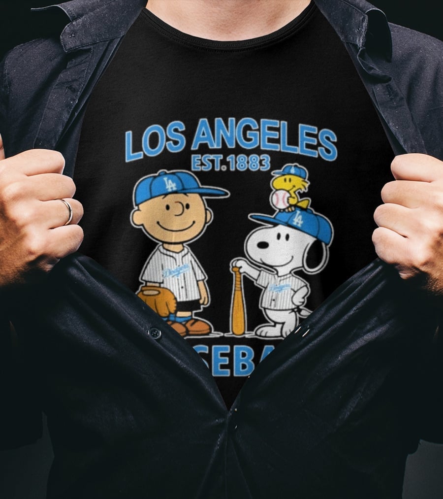Los Angeles Baseball Est. 1883 Snoopy Woodstock Peanuts Brown T-Shirt