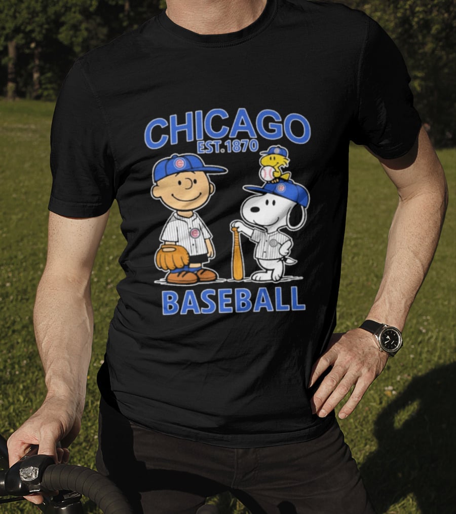 Chicago Est 1870 Snoopy Woodstock Baseball Charlie Brown Cubs T-Shirt