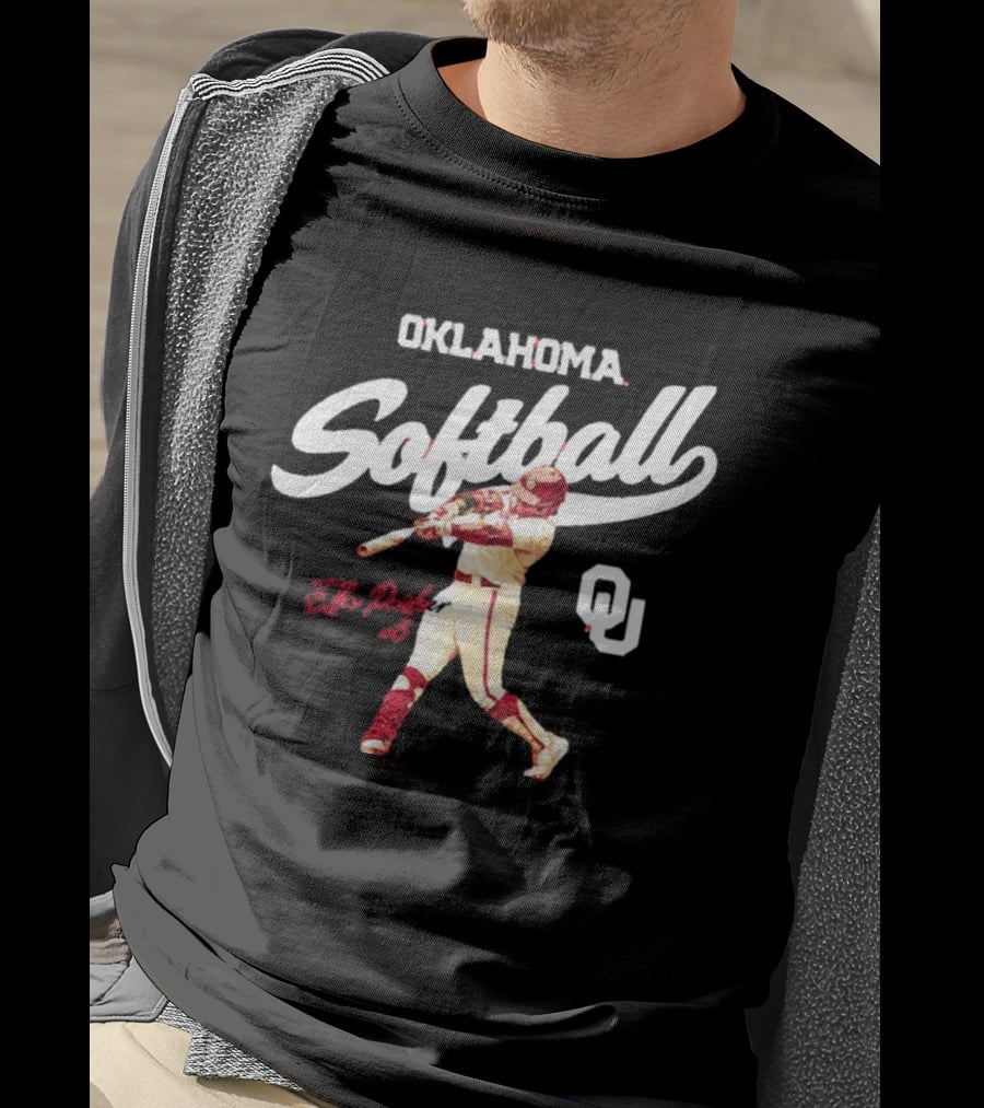 Oklahoma Softball Ella Parker 5 Sooners NCAA Player Action T-Shirt