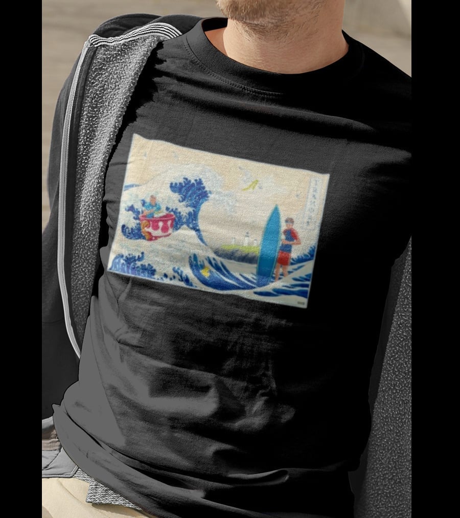 The Great Wave Tramore Surfing Scene Japan Irish Coast Fusion T-Shirt