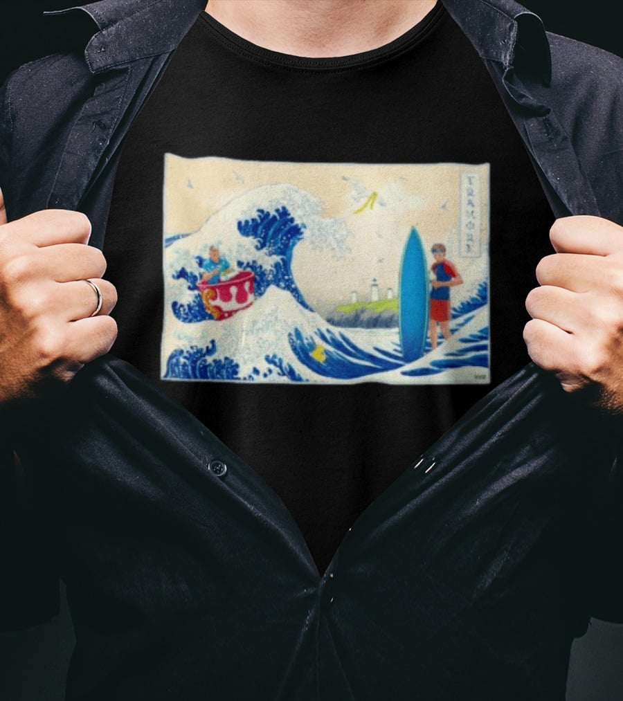 The Great Wave Tramore Surfing Scene Japan Irish Coast Fusion T-Shirt
