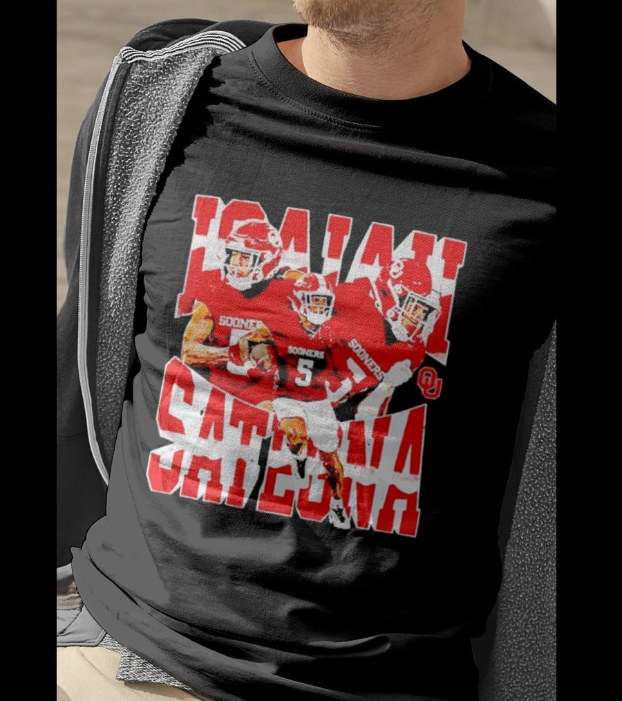 Isaiah Sategna Oklahoma Sooners 3 NCAA Football Collage T-Shirt