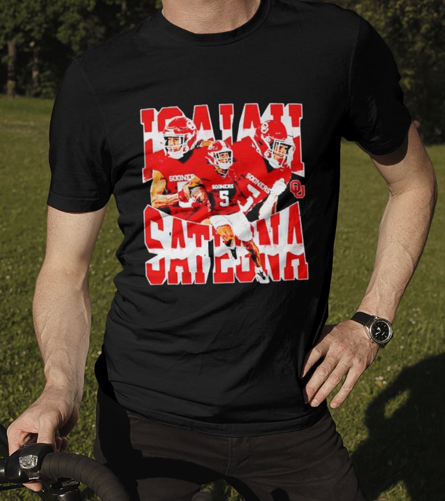 Isaiah Sategna Oklahoma Sooners 3 NCAA Football Collage T-Shirt