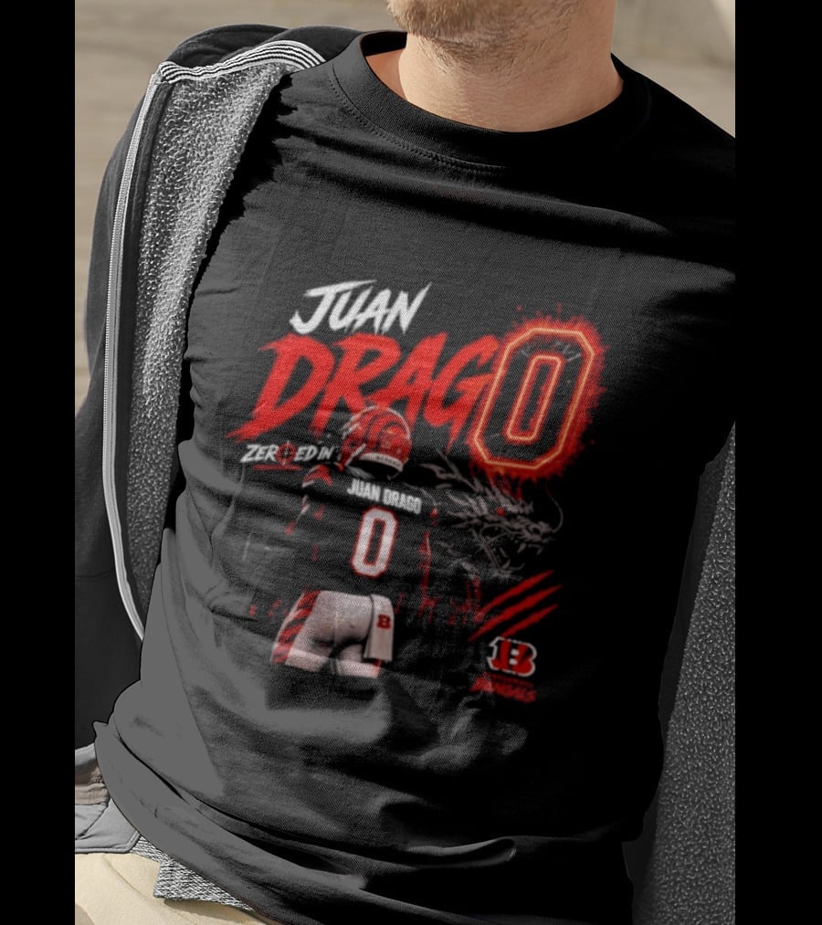 Juan Drago 0 Cincinnati Bengals Dragon Claw Football T-Shirt