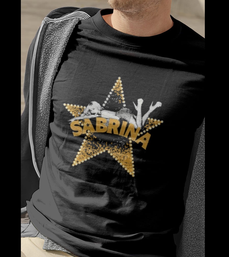 Sabrina Yellow Star With White Outline And Figure T-Shirt