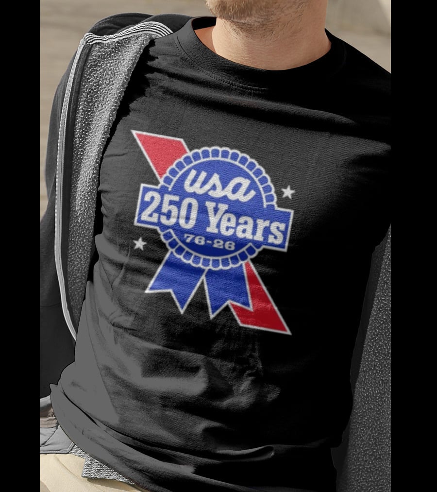 USA 250 Years Blue Ribbon 76 26 Celebration Stars T-Shirt