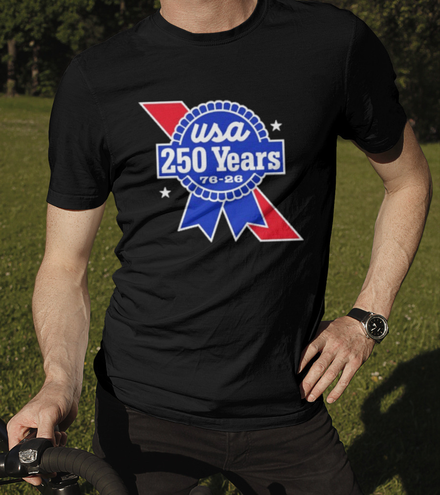 USA 250 Years Blue Ribbon 76 26 Celebration Stars T-Shirt