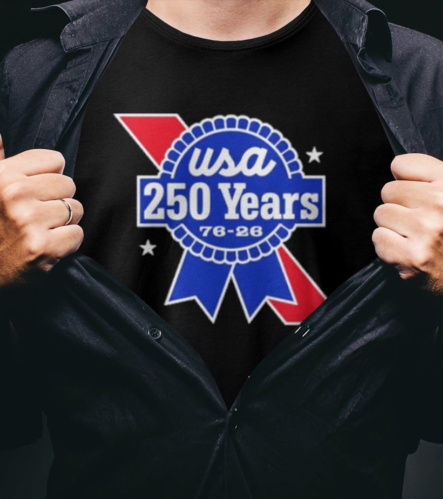 USA 250 Years Blue Ribbon 76 26 Celebration Stars T-Shirt