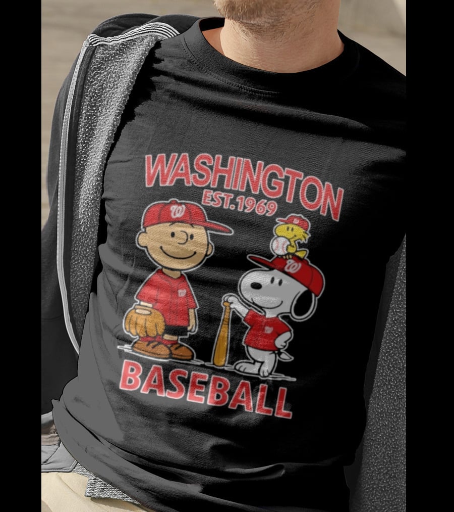 Washington Est. 1969 Snoopy Woodstock Baseball Redcaps T-Shirt