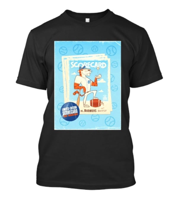 Limited Edition Scorecard Detroit Vs Brewers April 21 23 Vintage Baseball T-Shirt