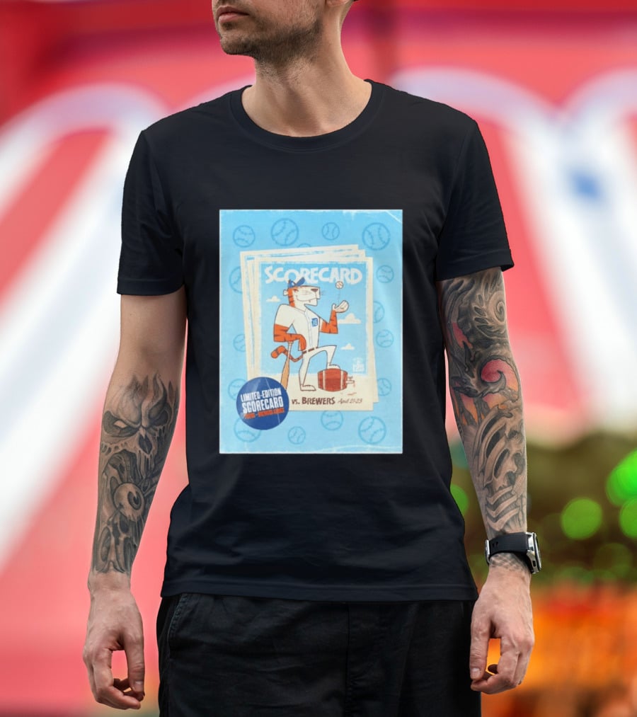 Limited Edition Scorecard Detroit Vs Brewers April 21 23 Vintage Baseball T-Shirt