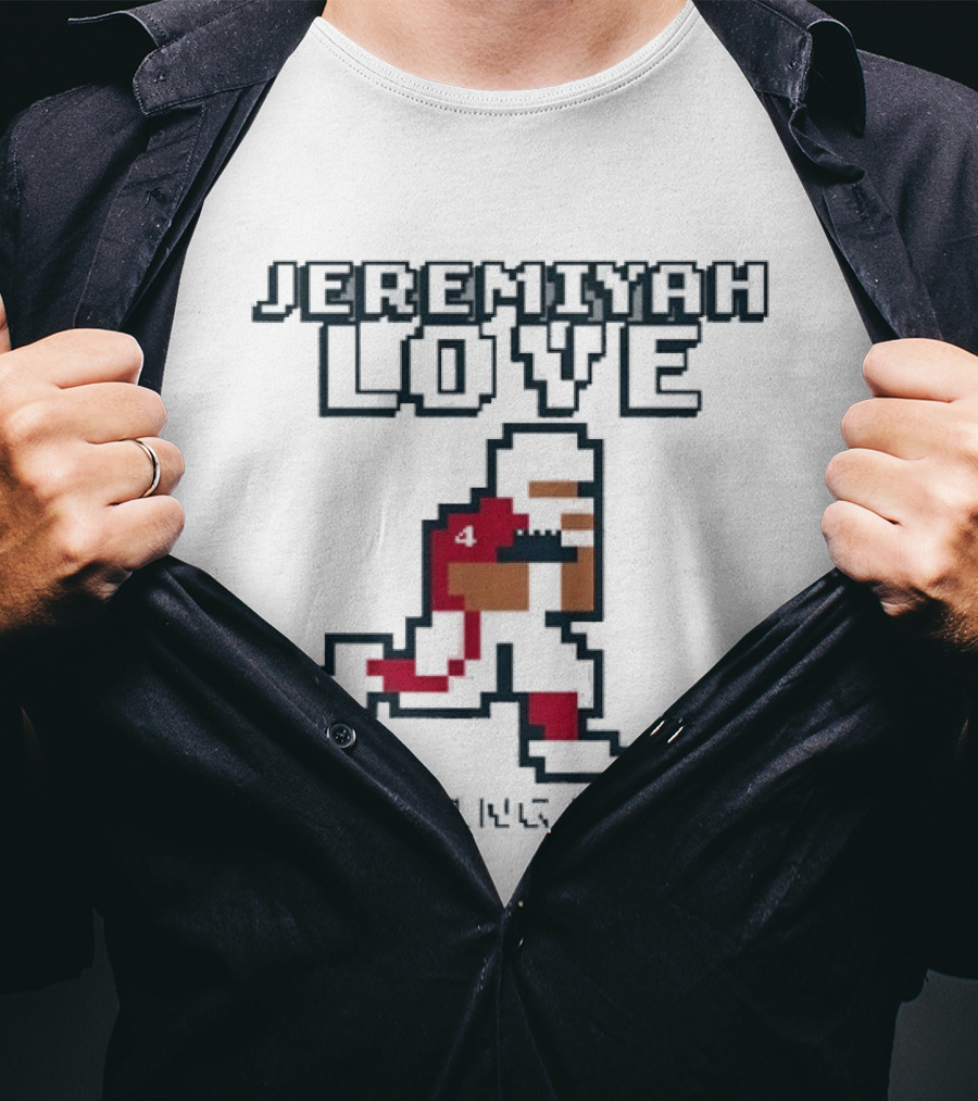 JEREMIYAH LOVE BALLER Pixel Art Retro Style Football Player T-Shirt