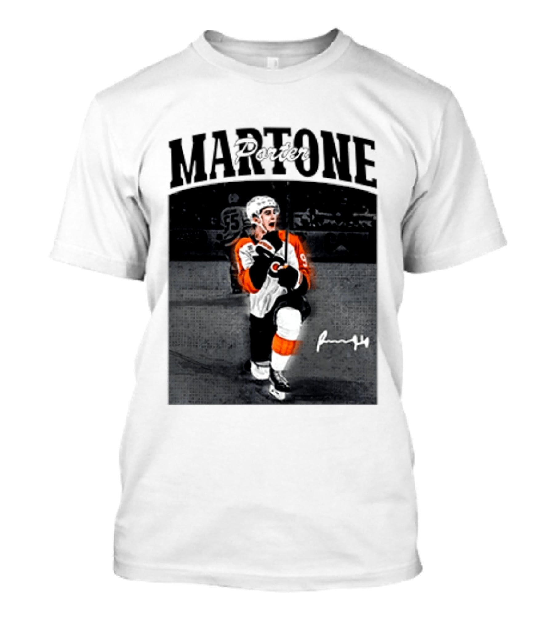 Porter Martone Fly Hockey Celebration With Signature T-Shirt