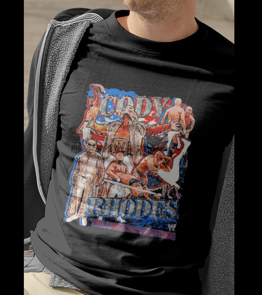 Cody Rhodes WWE The American Nightmare Red White Blue Collage T-Shirt