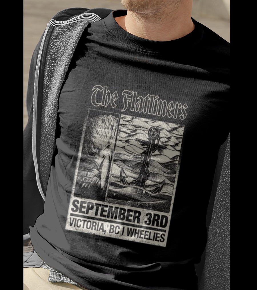 The Flatliners September 3rd Victoria BC Wheelies Eagle Anchor T-Shirt