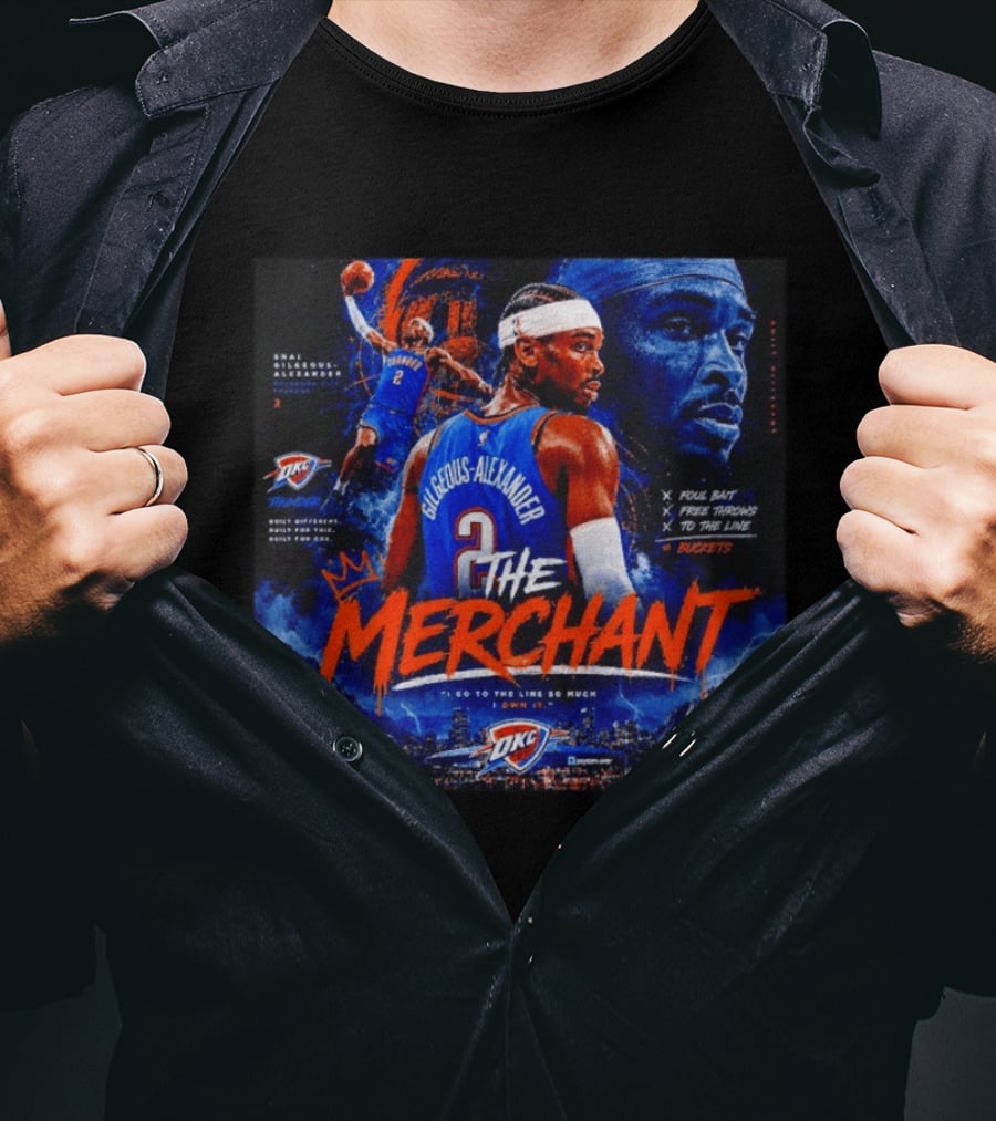 Shai Gilgeous Alexander The Merchant Oklahoma City Thunder Buckets Collage T-Shirt
