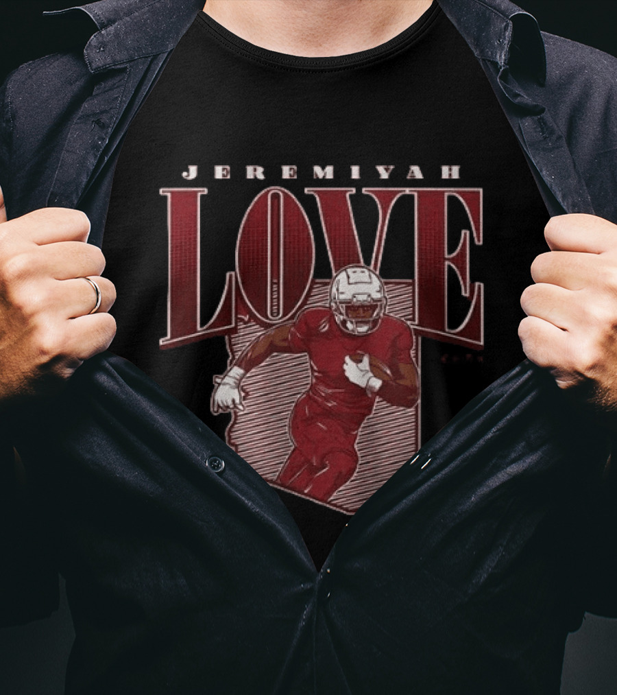 Jeremiyah Love Football Player Red State Star Remix T-Shirt