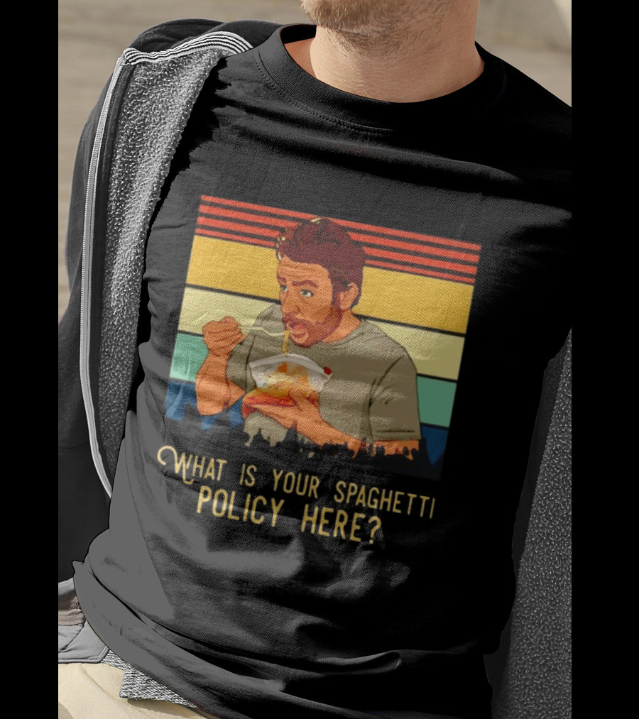 Charlie Eating Spaghetti With Retro Stripes What Is Your Spaghetti Policy Here T-Shirt