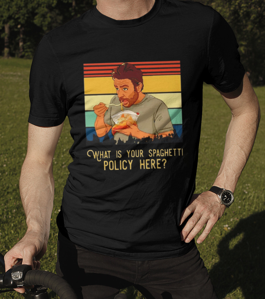 Charlie Eating Spaghetti With Retro Stripes What Is Your Spaghetti Policy Here T-Shirt