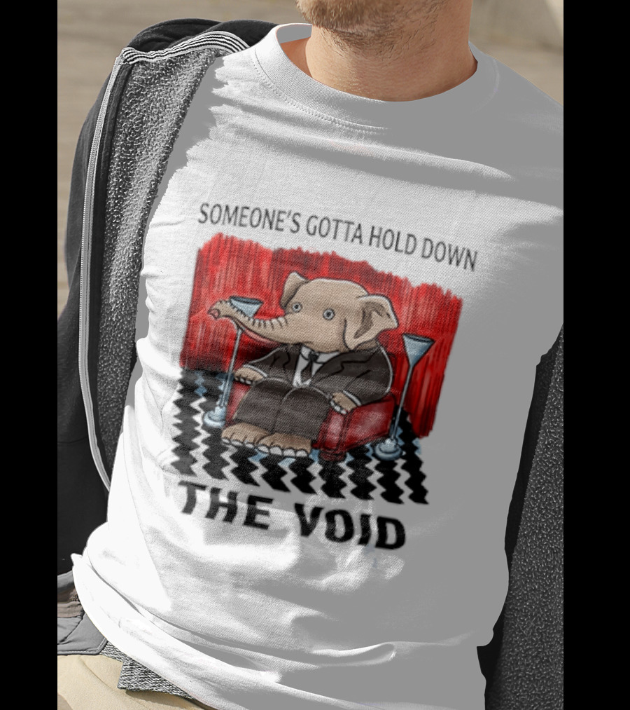 Someone's Gotta Hold Down The Void Elephant In Suit Martini And Red Chair T-Shirt
