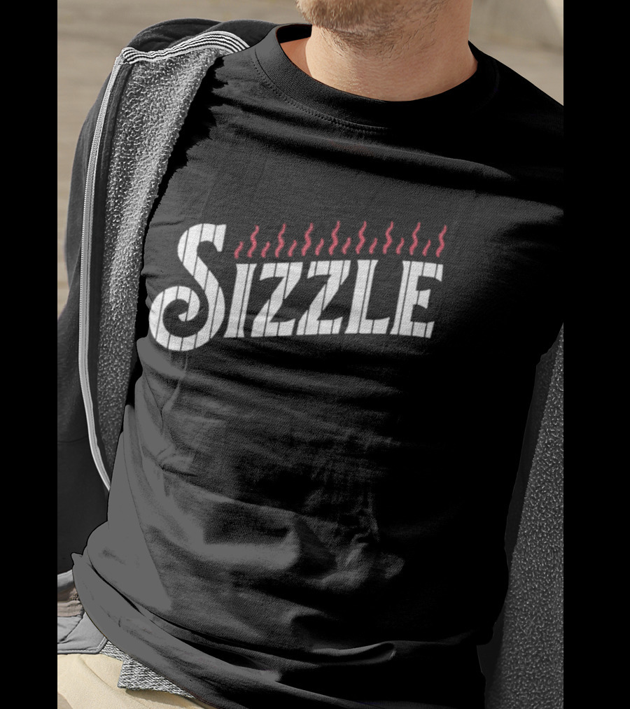 Sizzle Flames Red White JC Escarra Wearing T-Shirt