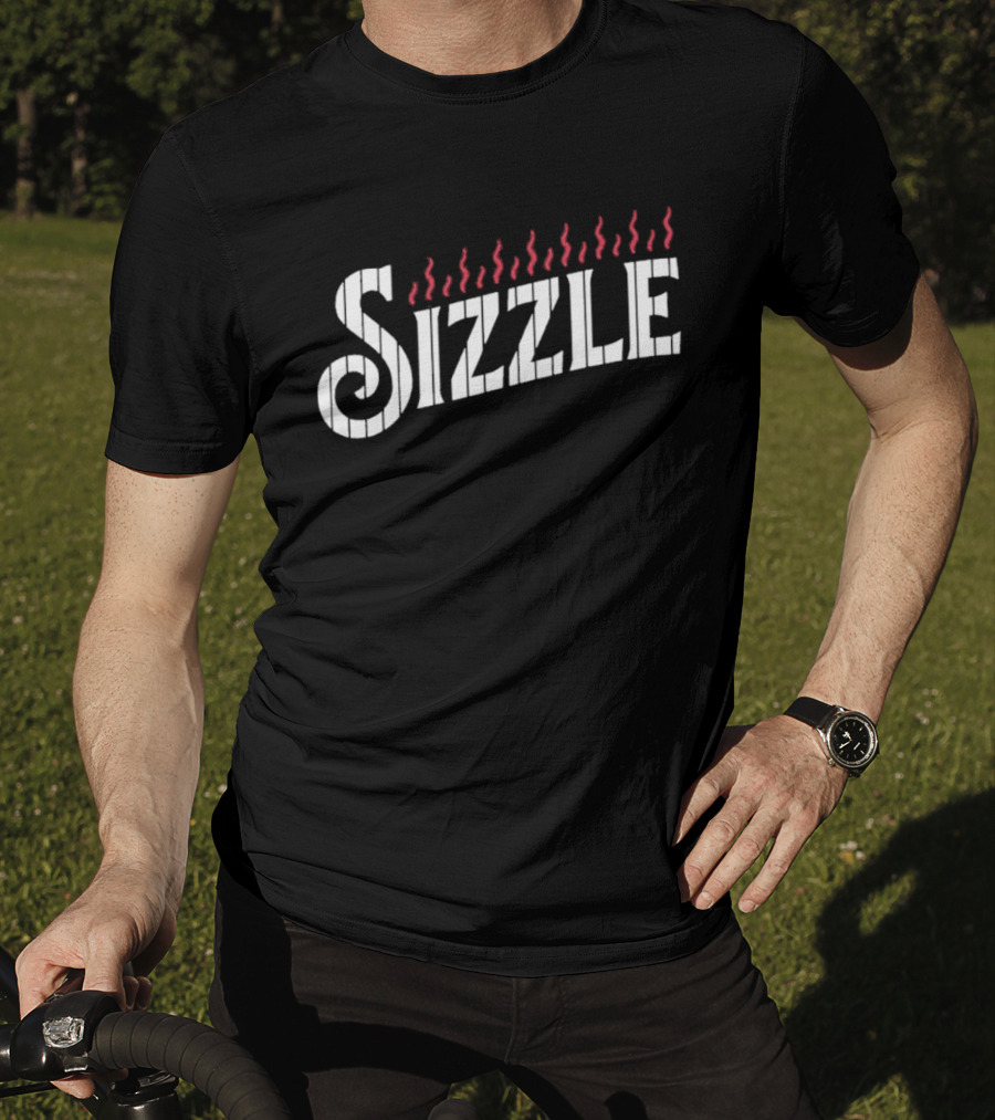 Sizzle Flames Red White JC Escarra Wearing T-Shirt