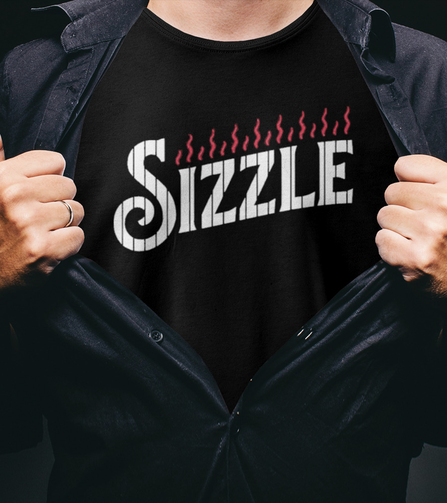 Sizzle Flames Red White JC Escarra Wearing T-Shirt