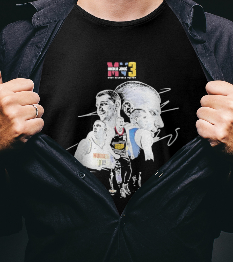 Denver Nuggets Nikola Jokic 3 MVP Basketball Art NBA 15 T-Shirt