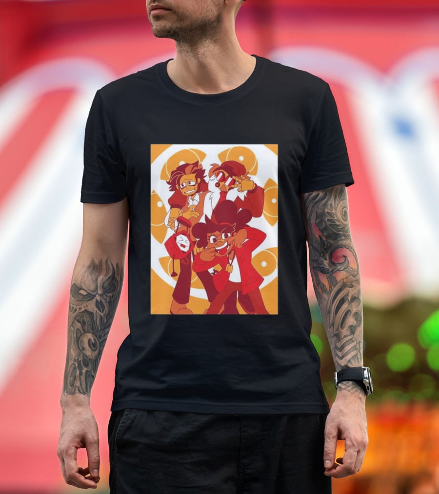 Epilogue Mural Red And White Cartoon Characters With Unique Hairstyles And Outfits T-Shirt