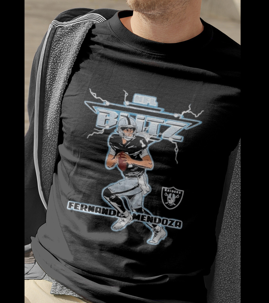NFL Blitz Fernando Mendoza Raiders Football 2026 Draft Pick Player T-Shirt