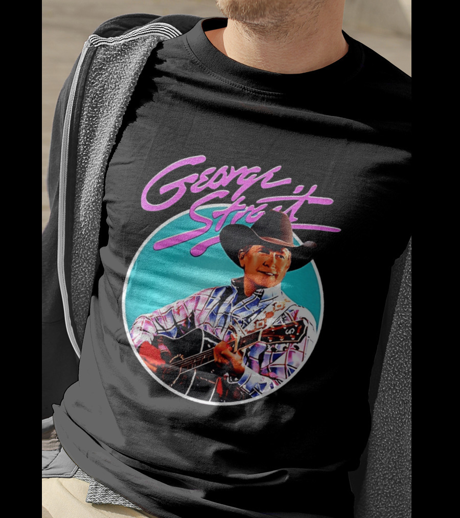 George Strait Country Music Legend Cowboy Hat And Guitar T-Shirt