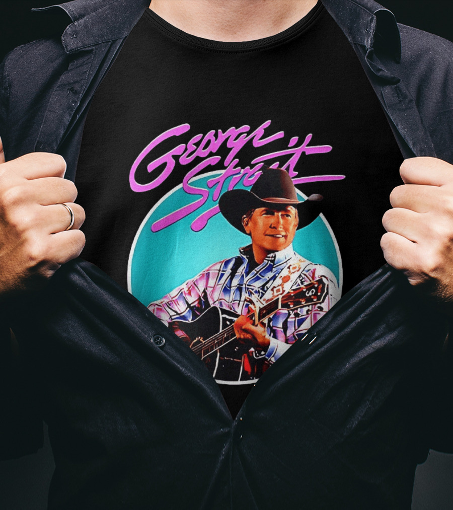 George Strait Country Music Legend Cowboy Hat And Guitar T-Shirt