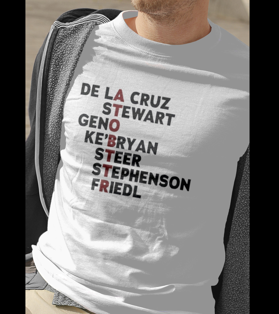 Cincinnati Baseball De La Cruz Stewart Geno Ke'Bryan Steer Stephenson Friedl ATOBTTR Names T-Shirt