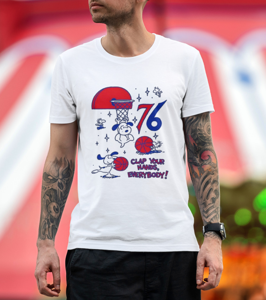 Ghost Bongo Sixers 76 Clap Your Hands Everybody Basketball Stars T-Shirt