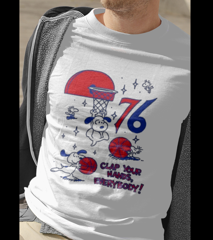 Ghost Bongo Sixers 76 Clap Your Hands Everybody Basketball Stars T-Shirt