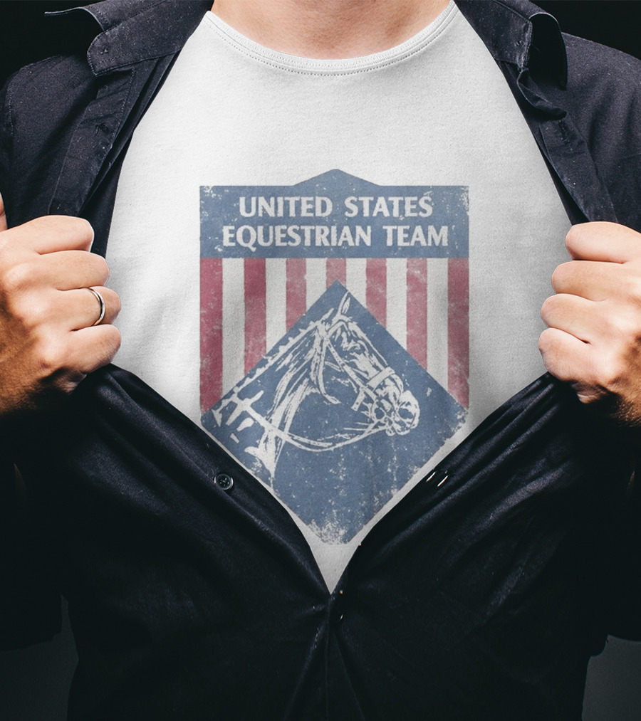 United States Equestrian Team Vintage Horse Graphic Stripes T-Shirt