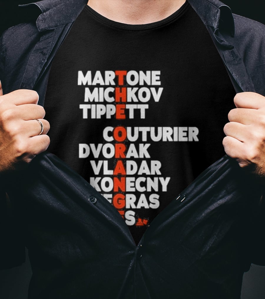 Philadelphia Hockey Martone Michkov Tippett The Orange Names Couturier Dvorak Vladar Konecny Zegras Cates T-Shirt