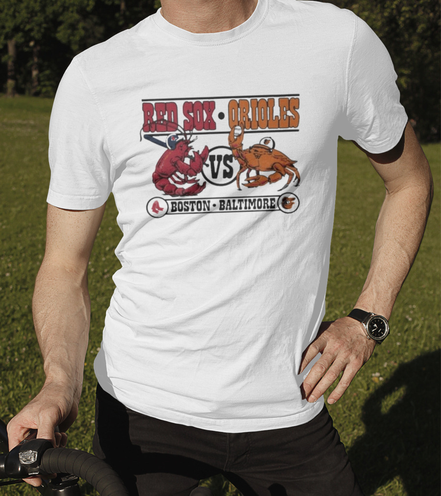 Boston Red Sox Vs Baltimore Orioles Rivalry Matchup With Lobster And Crab T-Shirt