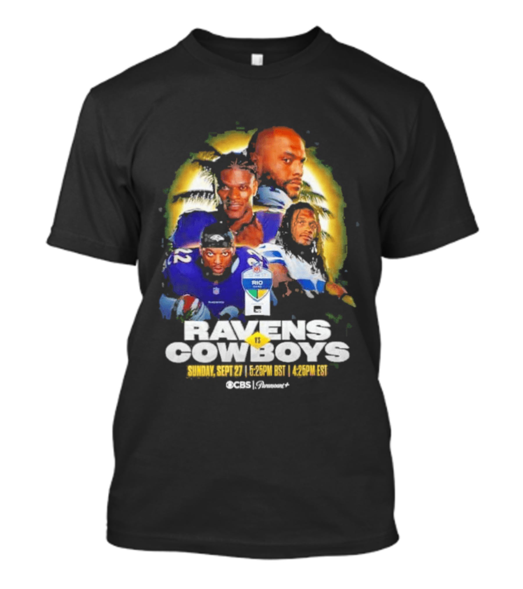 Rio Game 2026 Baltimore Ravens Vs Dallas Cowboys September 27 Matchup Sunday 1 P.M. BRT T-Shirt