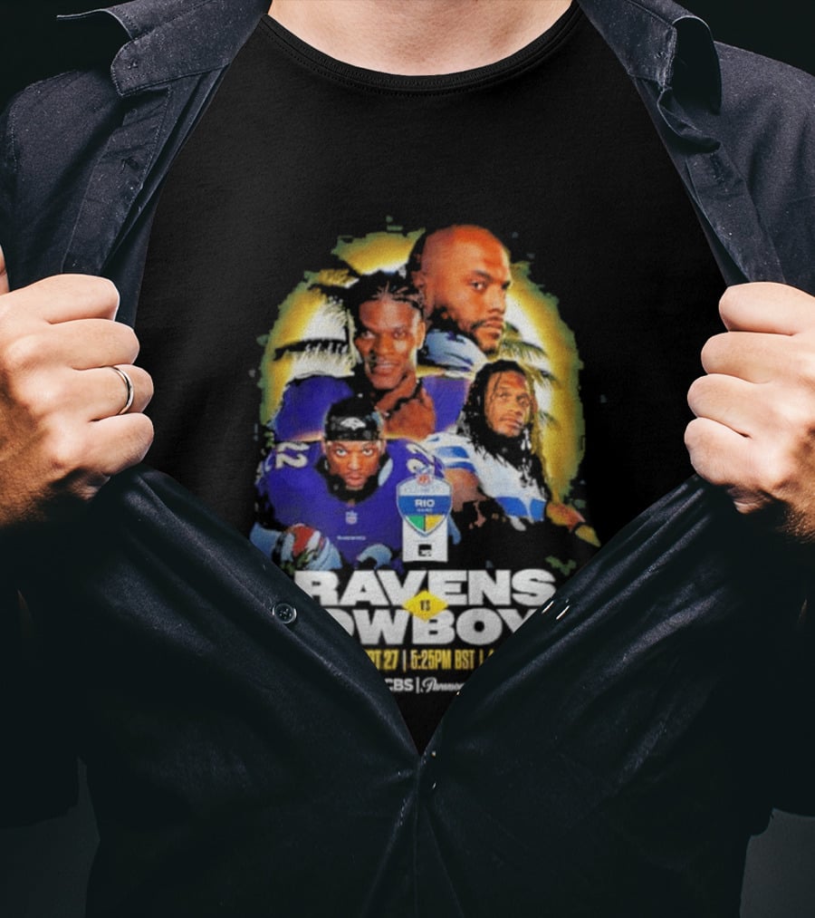 Rio Game 2026 Baltimore Ravens Vs Dallas Cowboys September 27 Matchup Sunday 1 P.M. BRT T-Shirt