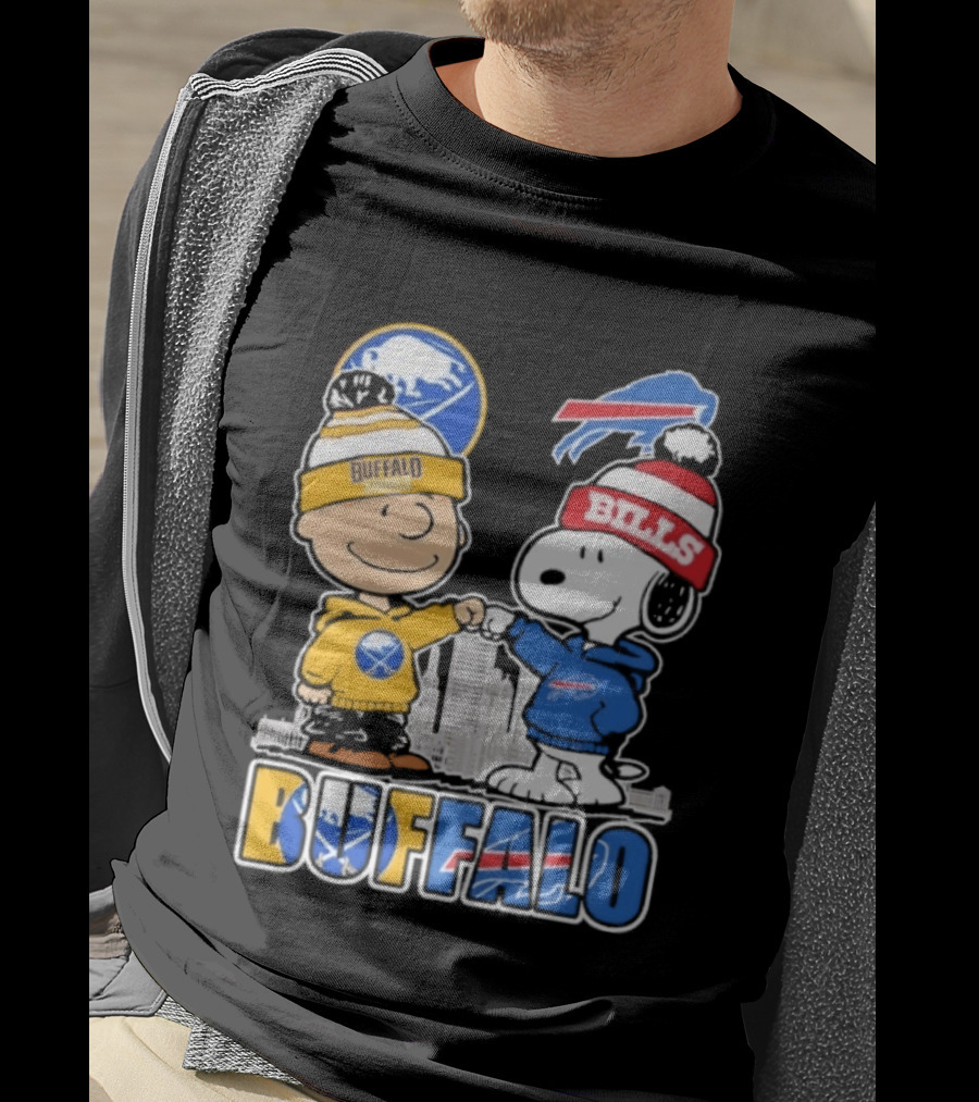 Buffalo Peanuts Fist Bump Sabres Bills Collaboration T-Shirt